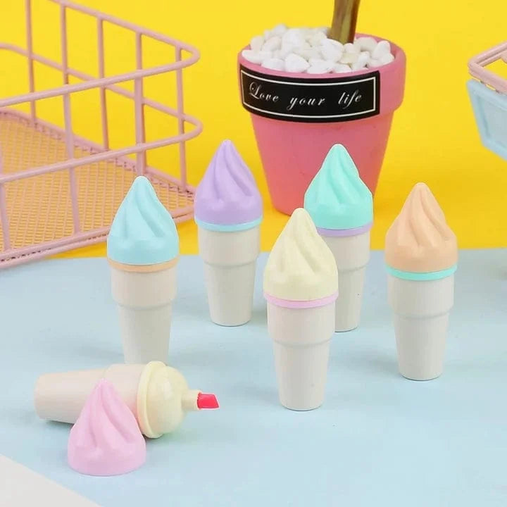 Cute Mini Cone Highlighter Set Of 6