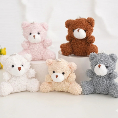 Pink Teddy Bear Plush Keychain