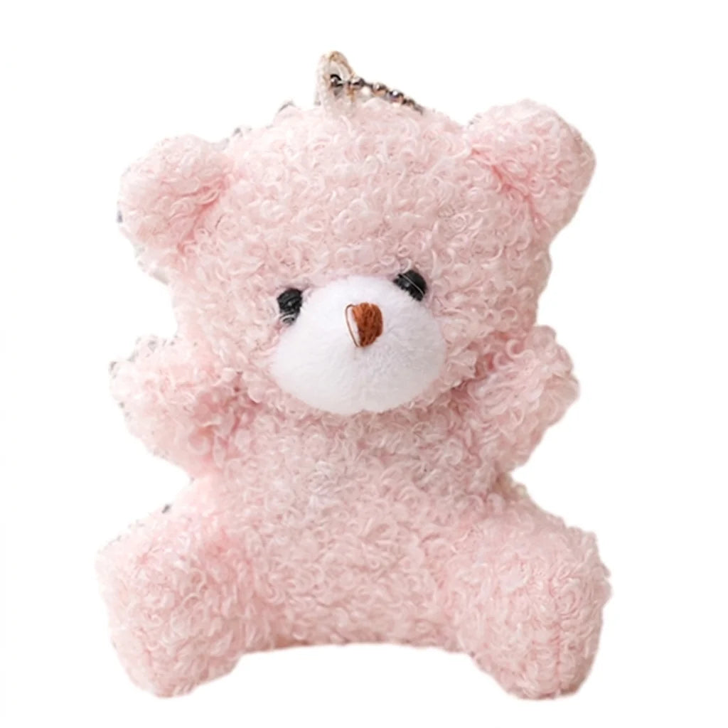 Pink Teddy Bear Plush Keychain