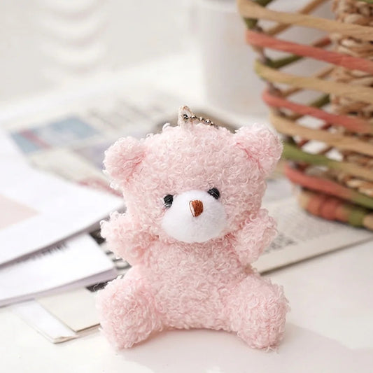 Pink Teddy Bear Plush Keychain