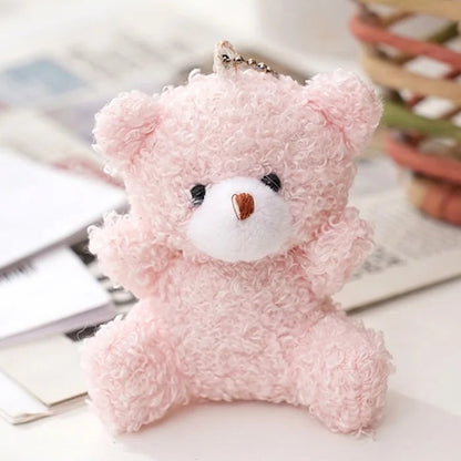 Pink Teddy Bear Plush Keychain