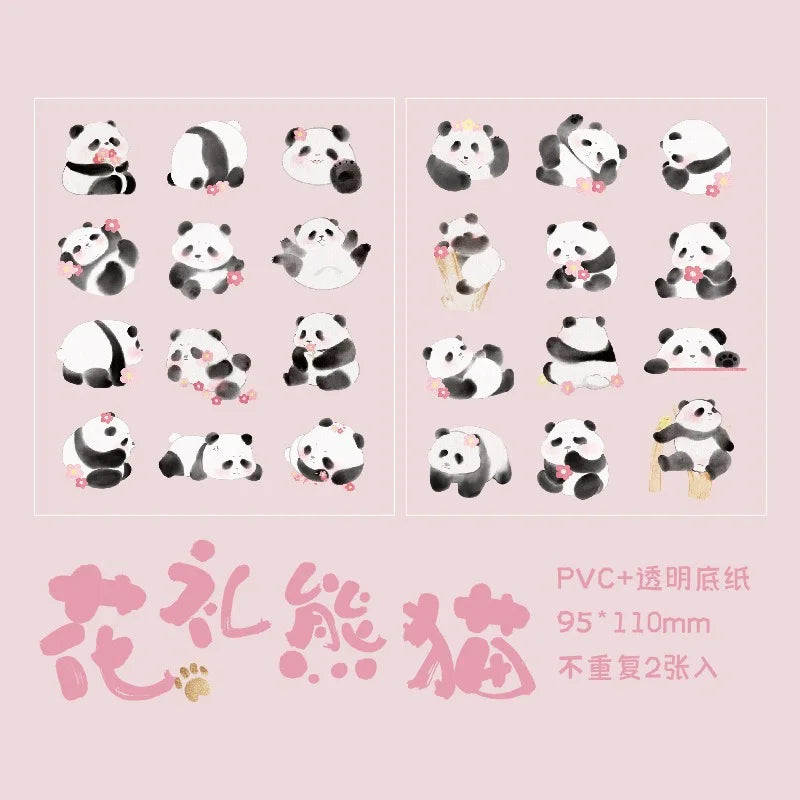 Flat Panda Pvc Sticker Sheet