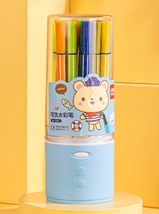 Vibrant DELI Washable Water Color Markers - 36-Piece Set for Children