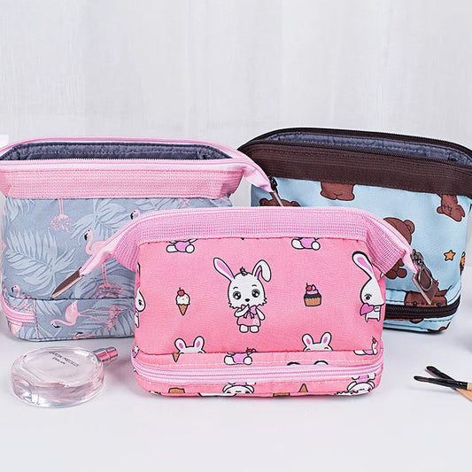 Cute Cartoon  Print Cosmetic Pouch with Zipper