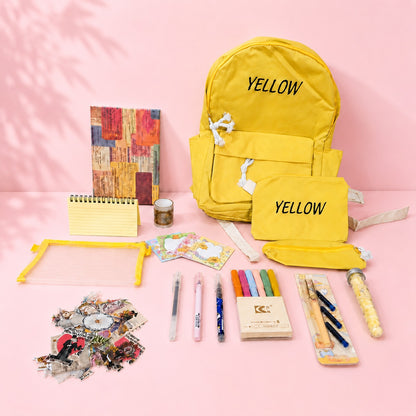 Cute Yellow Backpack & Stationery Bundle