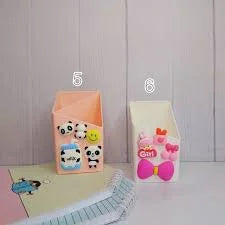 Desktop Plastic Pen Holder With Silicon Brooches