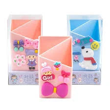 Desktop Plastic Pen Holder With Silicon Brooches