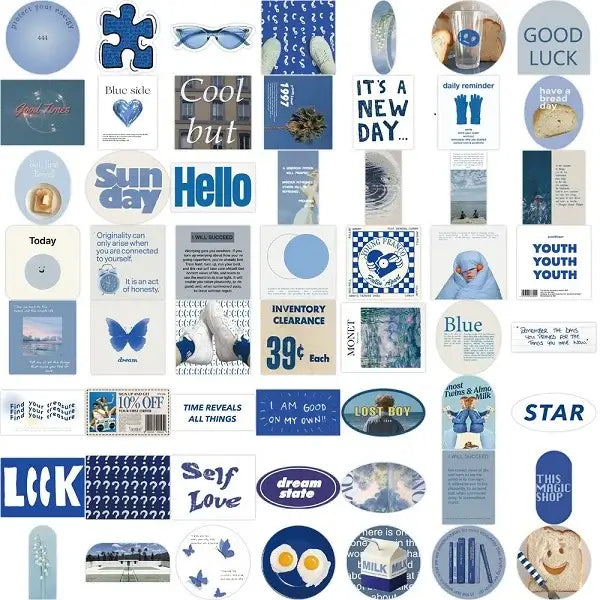 DIY Creative Blue Ins Style Stickers Pack