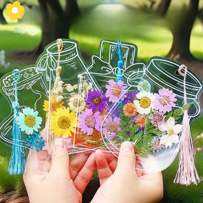 DIY Pressed Flower Bookmark Set with Tassel