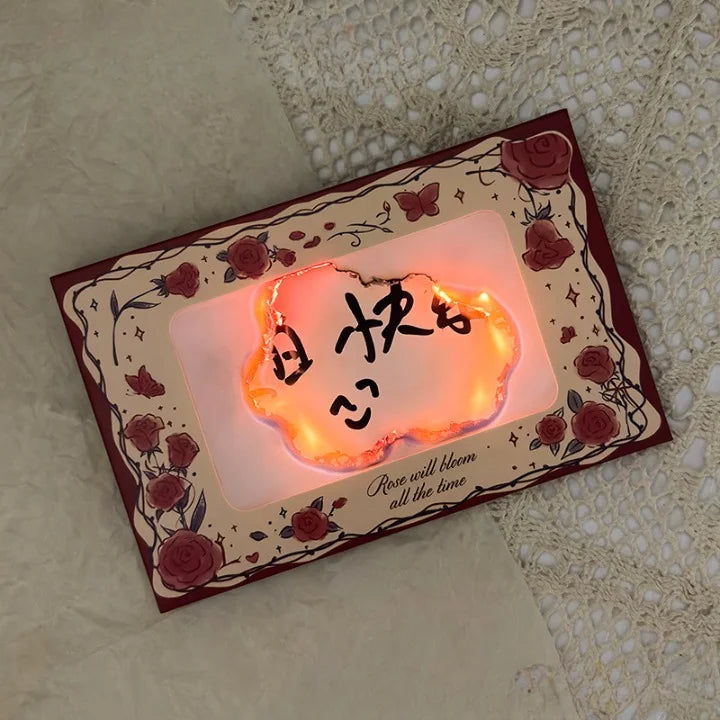 DIY Rose Burning Greeting Wish Card