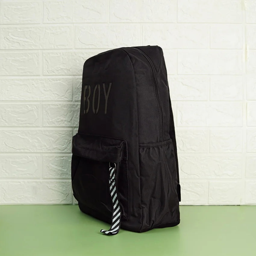 Black Luminous Logo Canvas Backpack Bag