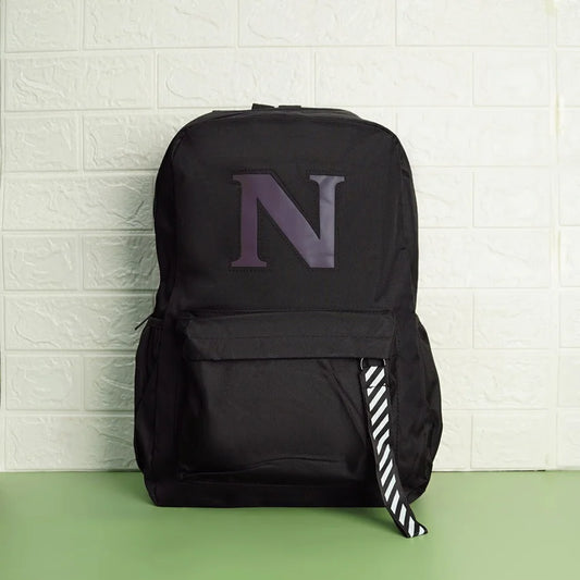 Black Luminous Logo Canvas Backpack Bag - N