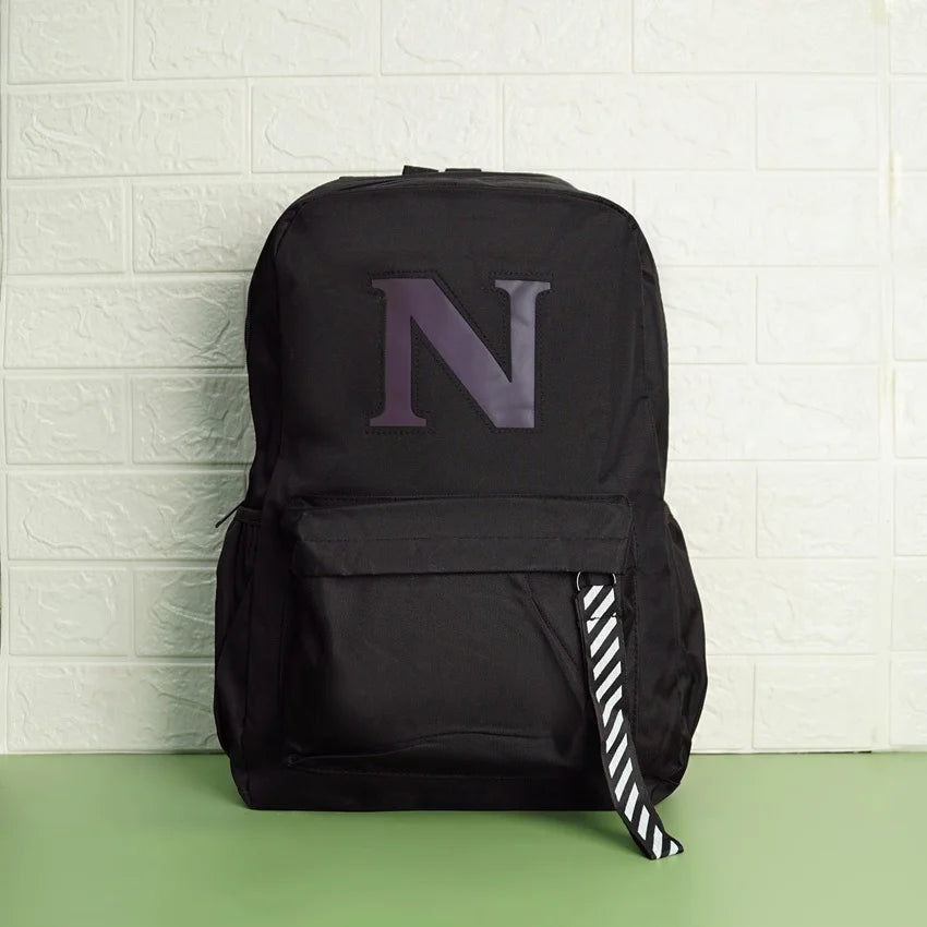 Black Luminous Logo Canvas Backpack Bag