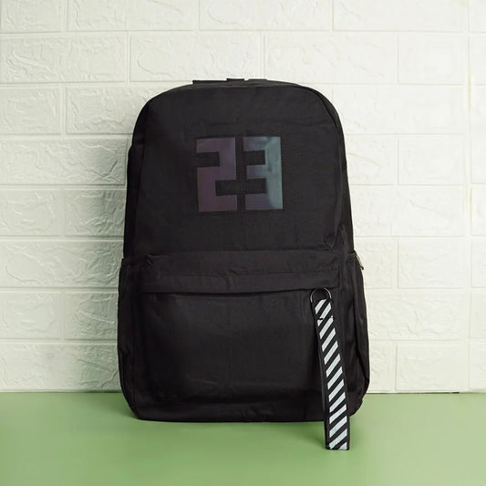 Black Luminous Logo Canvas Backpack Bag - 23