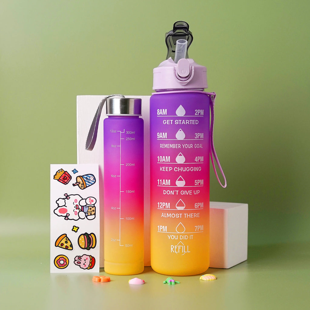 Three Color Gradient Water Bottles Set