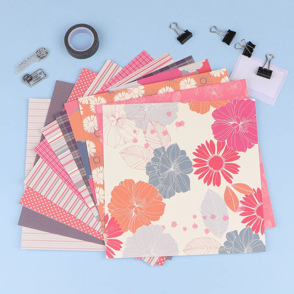 Designed Decorative Journaling Paper Pack 8x8 inch - Flower