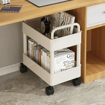 Deskside Trolley and Bookshelf Storage Rack
