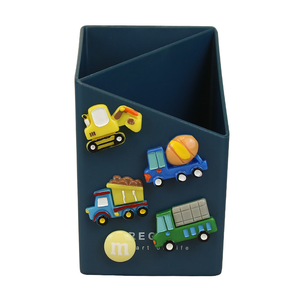 Desktop Plastic Pen Holder With Silicon Brooches