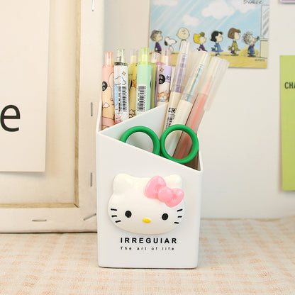 Desktop Plastic Pen Holder With Silicon Brooches