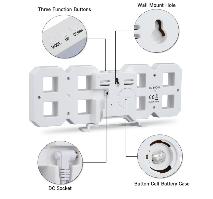 Digital LED Desktop Clock with Alarm and Temperature