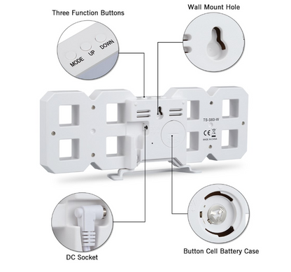 Digital LED Desktop Clock with Alarm and Temperature