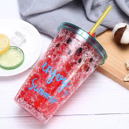 Double Layer Crushed Watermelon Sipper Cup