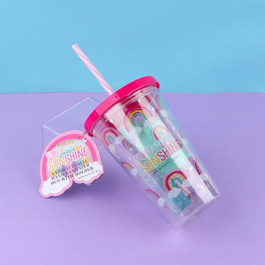 Double Layer ACRYLIC Cup With Hand Sanitizer - Sunshine