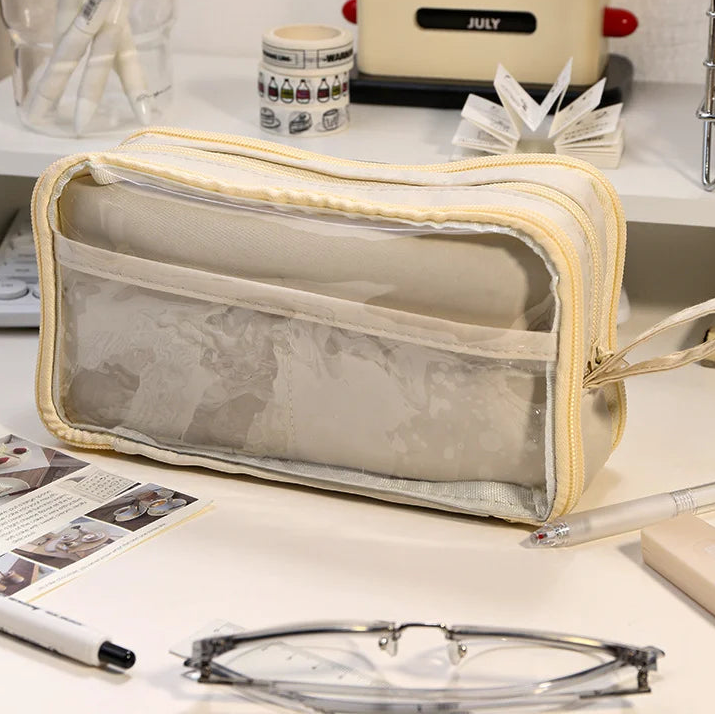 Double Sided Transparent Large capacity Pencil Pouch