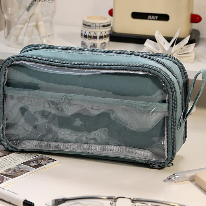 Double Sided Transparent Large capacity Pencil Pouch