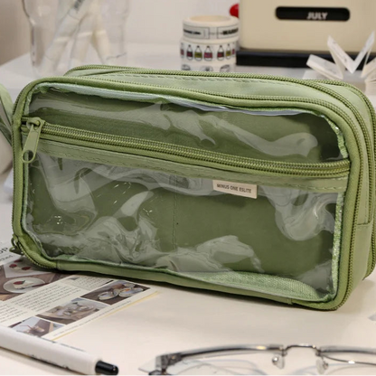 Double Sided Transparent Large capacity Pencil Pouch