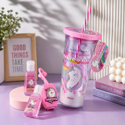 Double Layer ACRYLIC Cup With Hand Sanitizer - UNICORN - Minor Crack