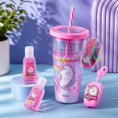 Double Layer ACRYLIC Cup With Hand Sanitizer - UNICORN - Minor Crack