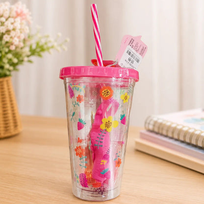 Double Layer ACRYLIC Cup With Hand Sanitizer - Flower - Minor Crack (