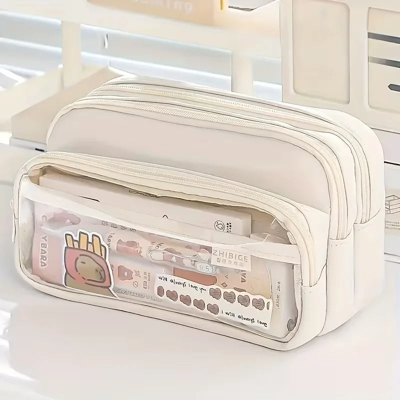 Double Sided Transparent Large capacity Pencil Pouch