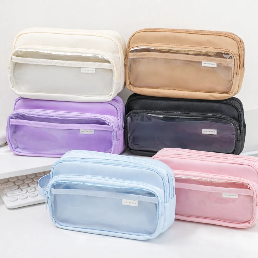 Double Sided Transparent Large capacity Pencil Pouch