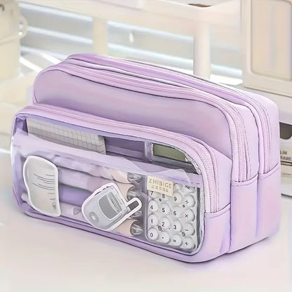 Double Sided Transparent Large capacity Pencil Pouch