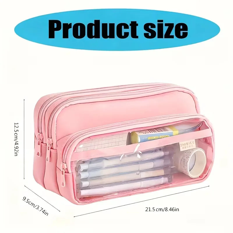 Double Sided Transparent Large capacity Pencil Pouch