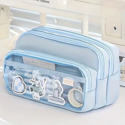 Double Sided Transparent Large capacity Pencil Pouch