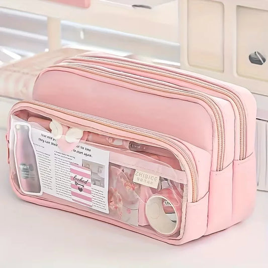 Double Sided Transparent Large capacity Pencil Pouch