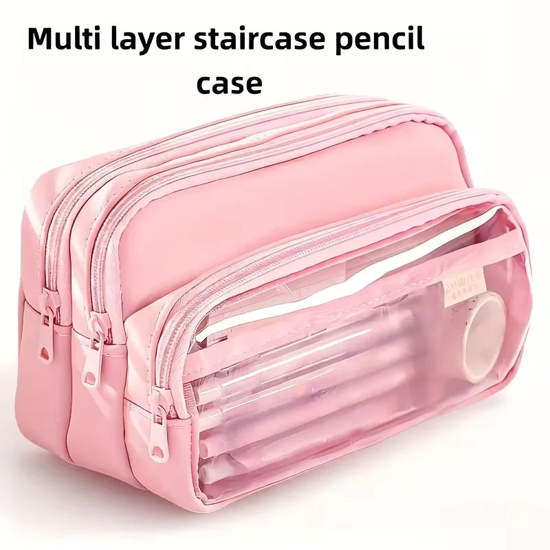 Double Sided Transparent Large capacity Pencil Pouch