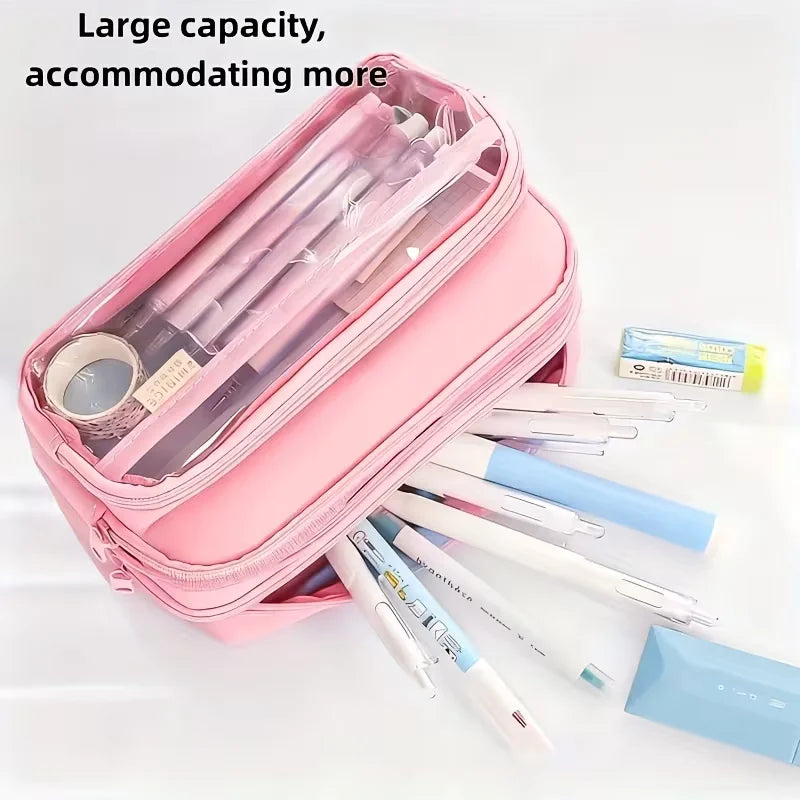 Double Sided Transparent Large capacity Pencil Pouch