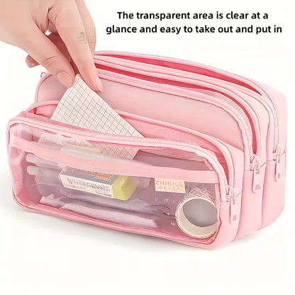Double Sided Transparent Large capacity Pencil Pouch
