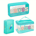 'Drugs' Embroidered Cosmetic Bag