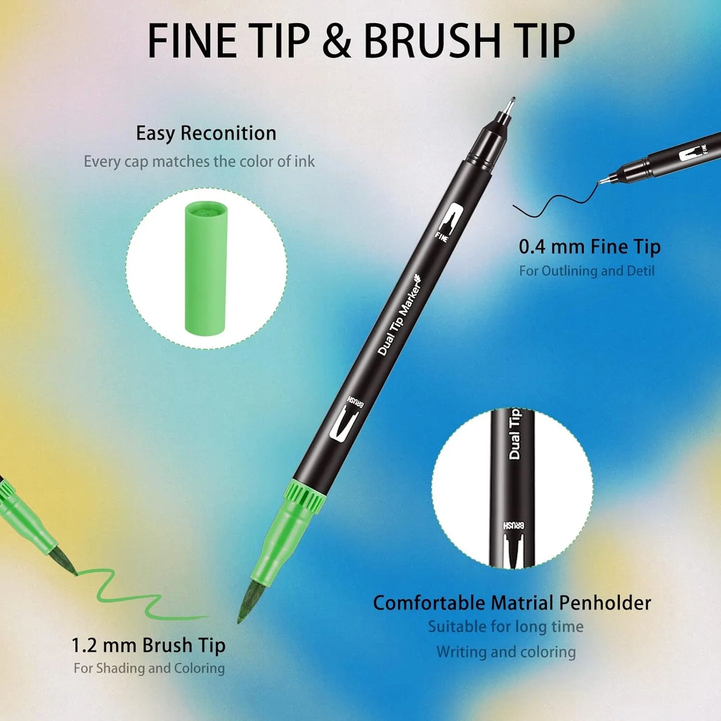 72 Pcs Dual Tip Watercolor Brush Pen