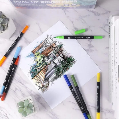 72 Pcs Dual Tip Watercolor Brush Pen