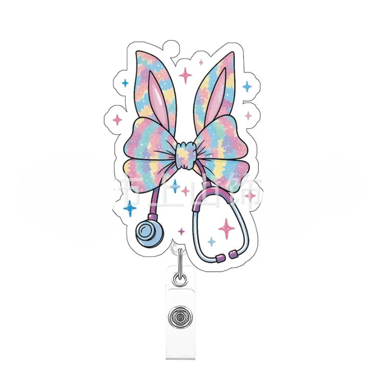 Colorful bow with stethoscope design on a white background