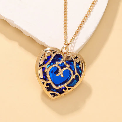 Hollow Heart Cage Crystal Necklace