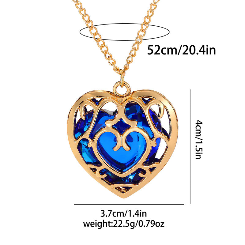 Hollow Heart Cage Crystal Necklace