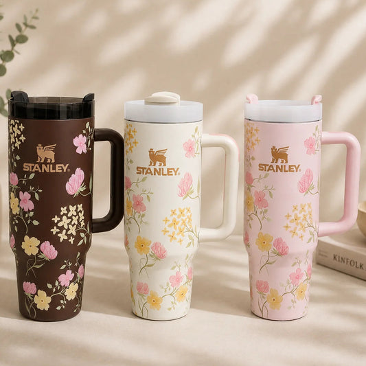 Elegant Floral Stainless Steel Travel Tumbler