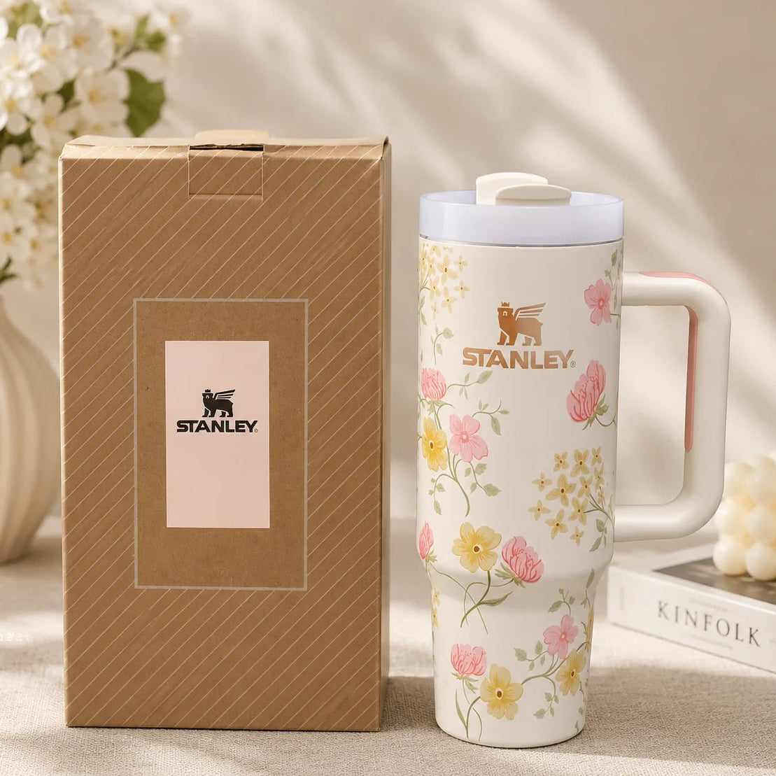 Elegant Floral Stainless Steel Travel Tumbler
